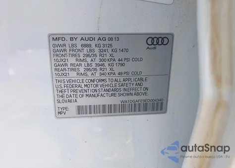 2014 Audi Q7 3.0T S Line Prestige из США, поврежденный, VIN WA1DGAFE9ED004340